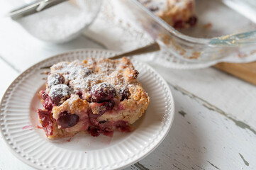 Kirschenmichel traditional german dessert or sweet casserole with bread and cherries