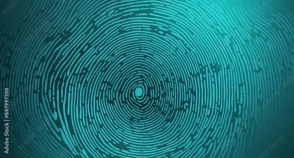 Poster teal digital fingerprint scan pattern technology abstract background digital artwork