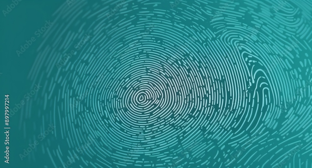 Poster teal digital fingerprint scan pattern technology abstract background digital artwork