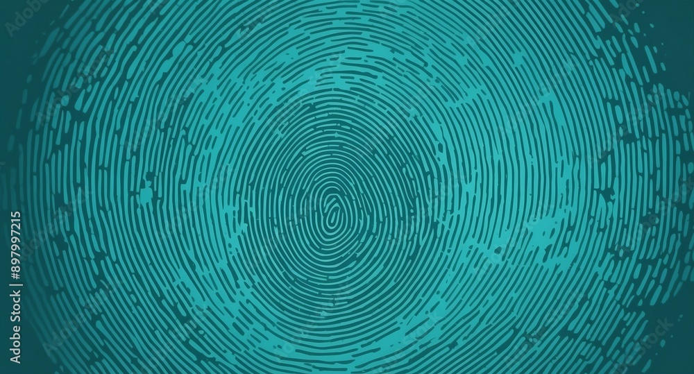 Poster teal digital fingerprint scan pattern technology abstract background digital artwork