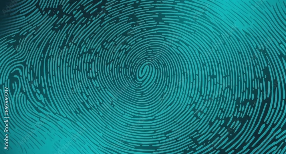 Poster teal digital fingerprint scan pattern technology abstract background digital artwork