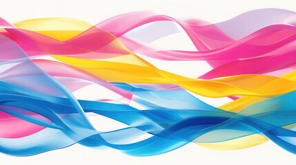 Abstract colorful flowing ribbons on white background. For artwork of  leaflet, and poster design, wall art space,  website, and media decor. Commercial use, 300 dpi. 
