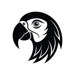 Parrot black and white vector icon art illustration on white background