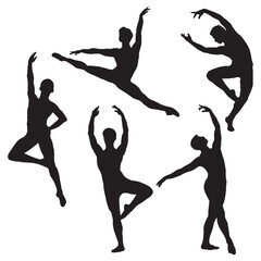 Male Ballet Dancer Vector Illustration Set © Kay