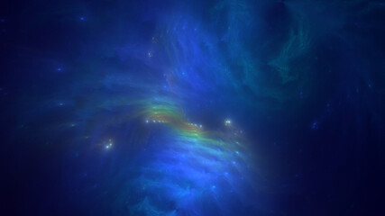 3D manual rendering abstract blue fractal light background. Its not AI Generatd illustration.