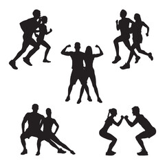 Man and Woman Couple Exercise Vector Illustration