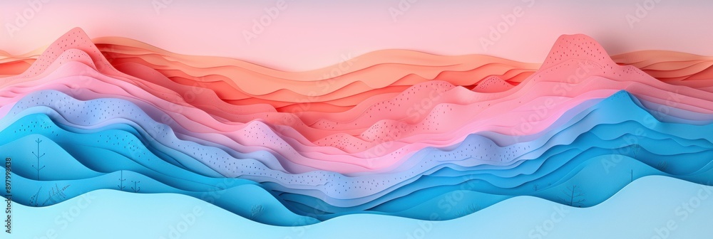 Aufkleber layers of colorful paper create an abstract landscape. ai.