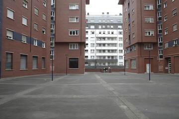 Brick apartment block in the city of Bilbao