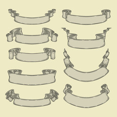 ribbon pack  blank vintage hand drawn ribbon vector
