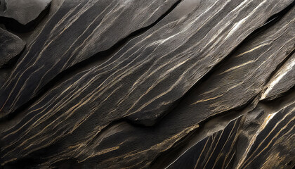 Obraz premium Flat lay abstract surface of brushed skarn stone slab texture background with space to copy, panoramic view