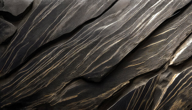 Flat lay abstract surface of brushed skarn stone slab texture background with space to copy, panoramic view