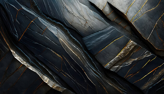 Flat lay abstract surface of brushed skarn stone slab texture background with space to copy, panoramic view