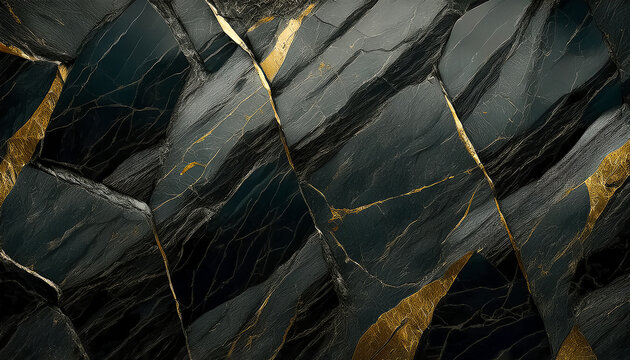 Flat lay abstract surface of brushed skarn stone slab texture background with space to copy, panoramic view
