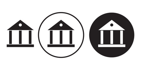 bank building vector icon Silhouette set, Bank Government Courthouse Architecture simple land mark. museum, university icon, academic institute university stock vector,