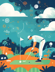 Naklejka premium golf-themed graphic advertising backgrounds.