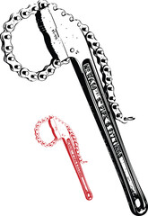 Obraz premium Heavy duty chain wrench vector art