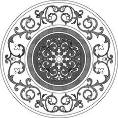 Sketch vector illustration drawing silhouette design ornament ornate icon logo symbol engraving rosette floral classic vintage ethnic