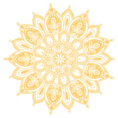 Modern orange mandala design on white background