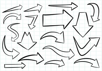 Hand draw directional arrows set sketch design