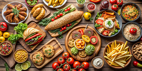 food, dishes, variety, vegetables,