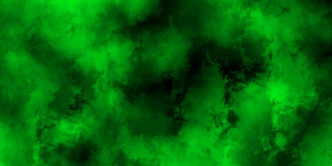 Vibrant Green Smoke Cloud Background with dynamic art and atmosphere. Freeze motion of green dust explosion on black background. Old grunge textures design With cement wall texture