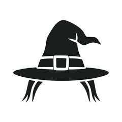 Pointy Witch Hat Silhouette Vector - Magical Halloween Clipart