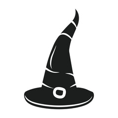 Fototapeta premium Curved Witch Hat Silhouette Vector - Iconic Halloween Design