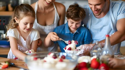 Happy Family Baking Together in the Kitchen