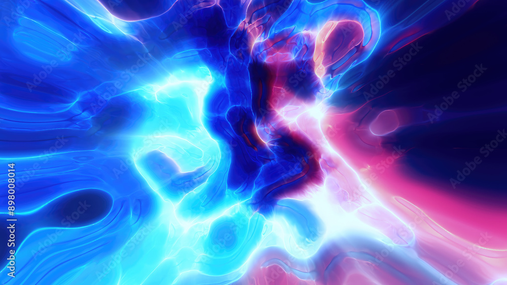 Poster abstract colorful bright glowing background with iridescent waves of energy and plasma rays with lig