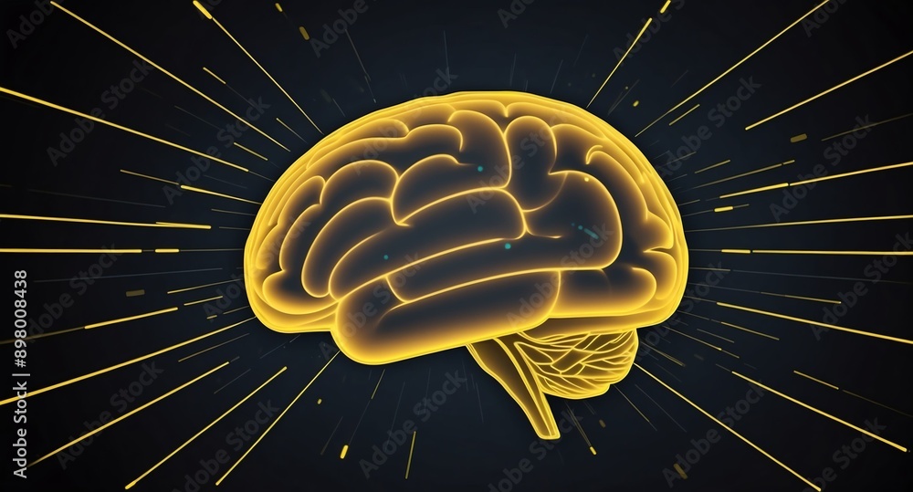 Aufkleber yellow hologram brain projection grid technology abstract background with copy space