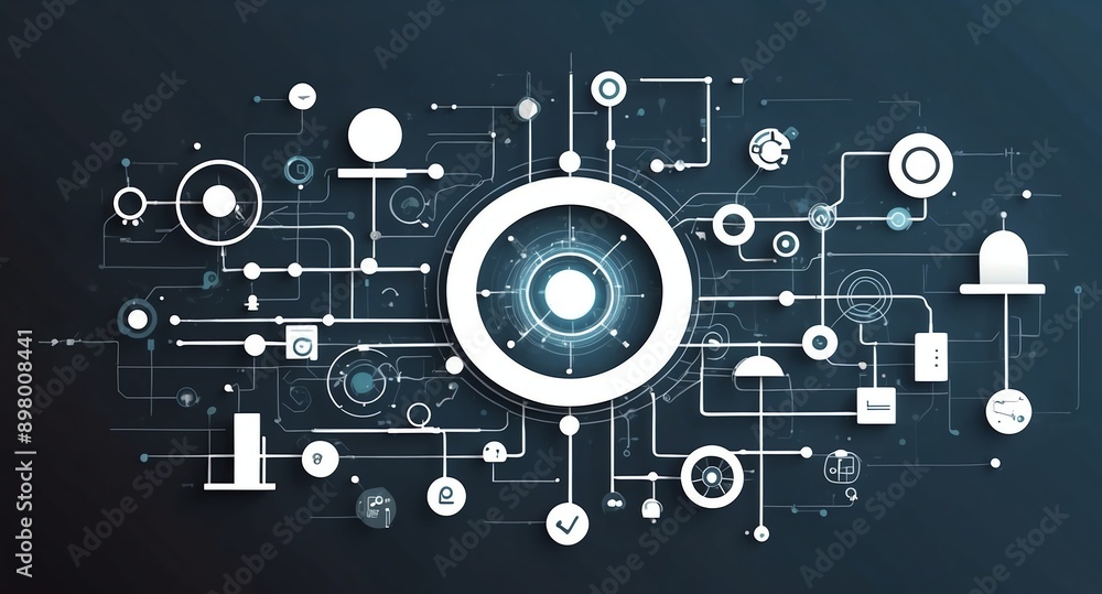 Aufkleber white theme internet of things iot diagram technology abstract background with copy space