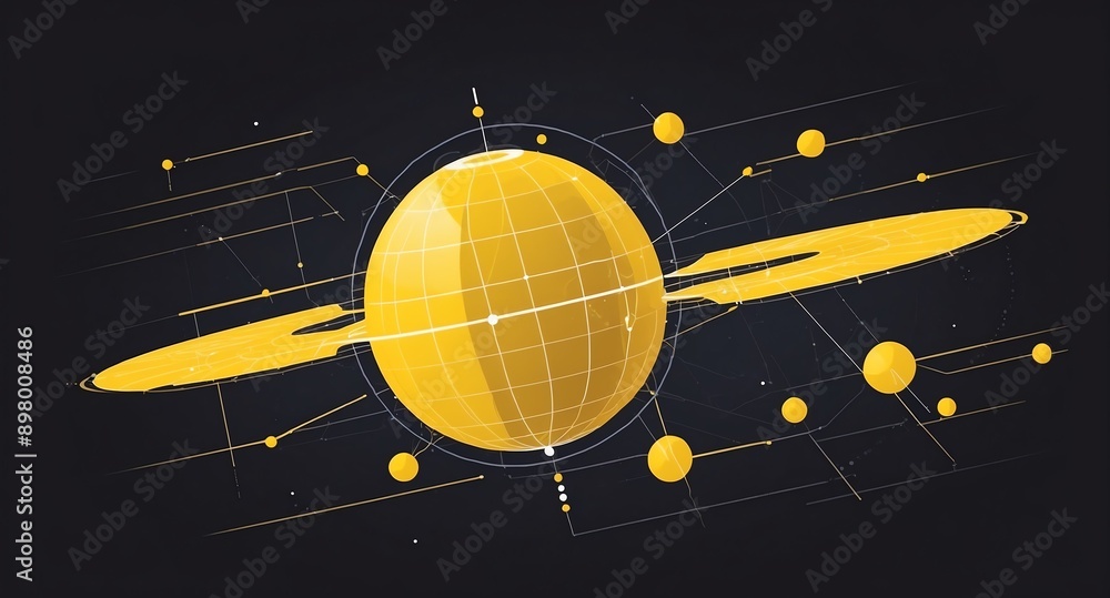 Poster yellow satellite communication grid concept technology abstract background with copy space