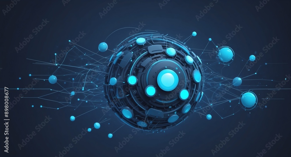 Poster blue machine learning nodes ai concept technology abstract background with copy space