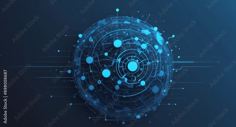 Poster blue machine learning nodes ai concept technology abstract background with copy space