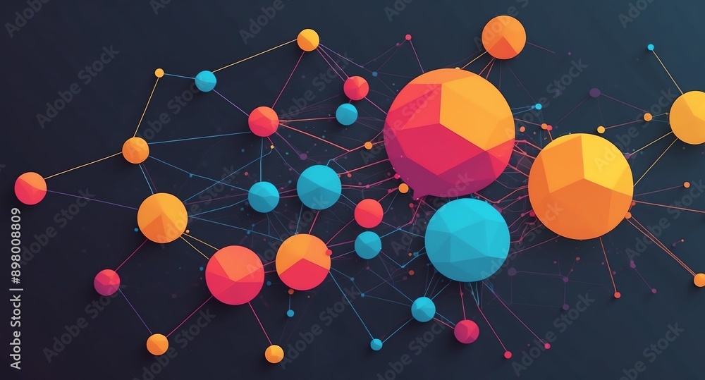 Poster colorful machine learning nodes ai concept technology abstract background with copy space