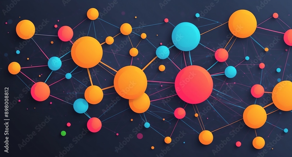 Poster colorful machine learning nodes ai concept technology abstract background with copy space