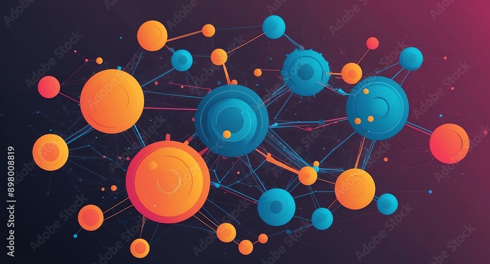 Poster colorful machine learning nodes ai concept technology abstract background with copy space