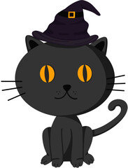 black cat with hat of Halloween