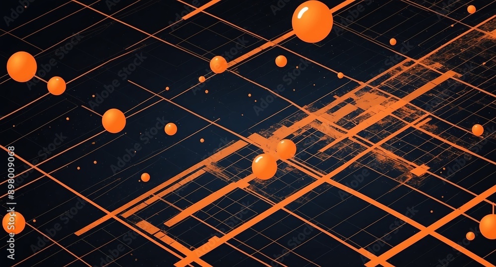 Poster orange satellite communication grid concept technology abstract background with copy space