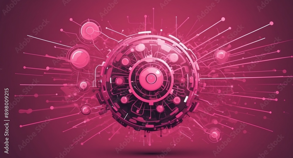 Poster pink machine learning nodes ai concept technology abstract background with copy space