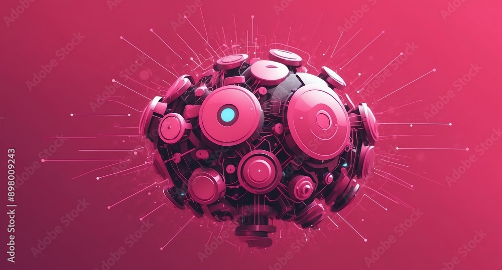 Poster pink machine learning nodes ai concept technology abstract background with copy space