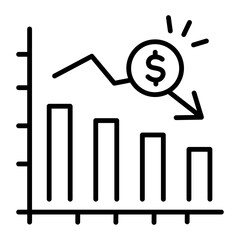 Line style icon of recession chart 