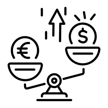 currency exchange scale with dollar rising clip art preview