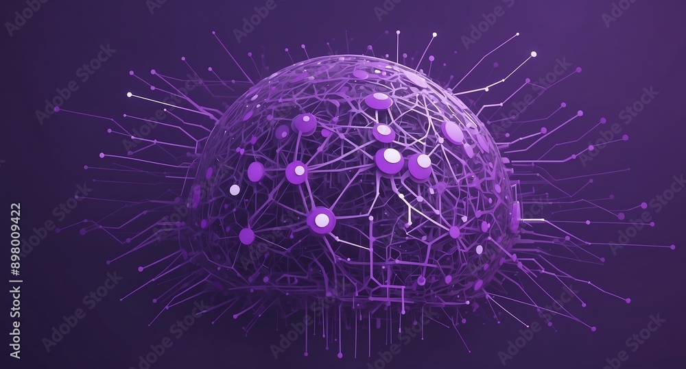 Poster purple machine learning nodes ai concept technology abstract background with copy space
