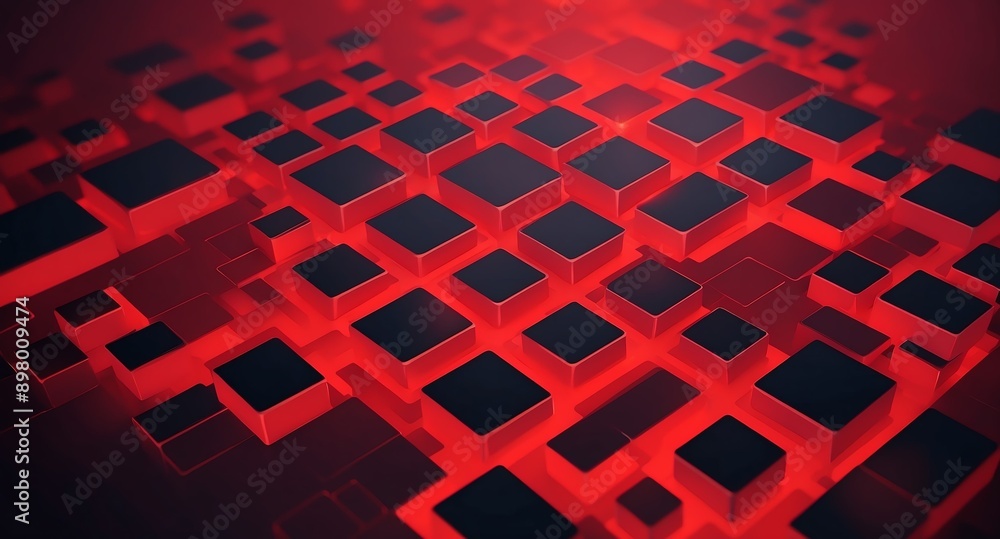 Poster red blockchain transaction flow concept technology abstract background with copy space