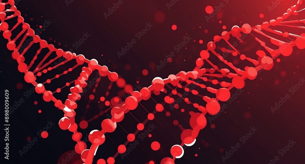 Poster red theme biotech dna sequencing concept technology abstract background with copy space
