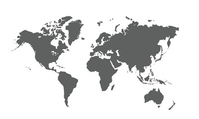 World map isolated on white background.for website layouts, background,education,precise, customizable,Travel worldwide, map silhouette backdrop,earth geography, political,reports.