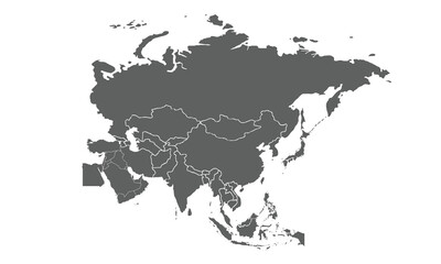 Asia map isolated on white background.for website layouts, background,education,precise, customizable,Travel worldwide, map silhouette backdrop,earth geography, political,reports.