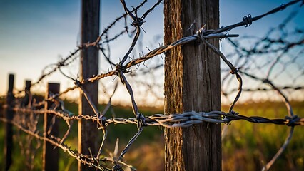 barbed wire fence with wire