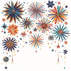 Colorful vector fireworks with an abstract design, perfect for celebration themes and festive illustrations.